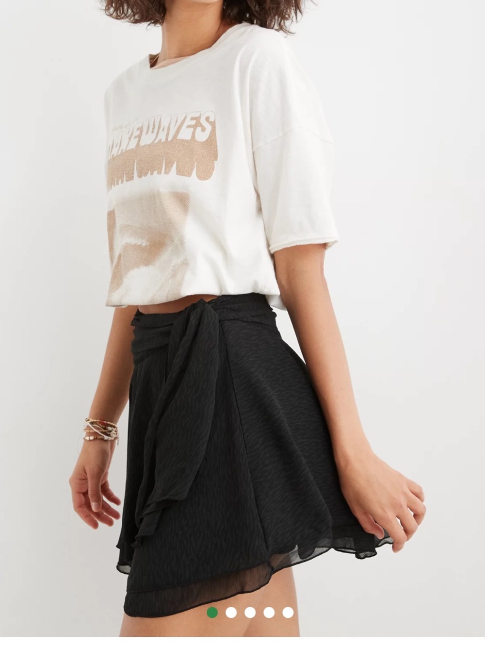Aerie Chiffon Wrap Lined Black Mini Skirt Size XS